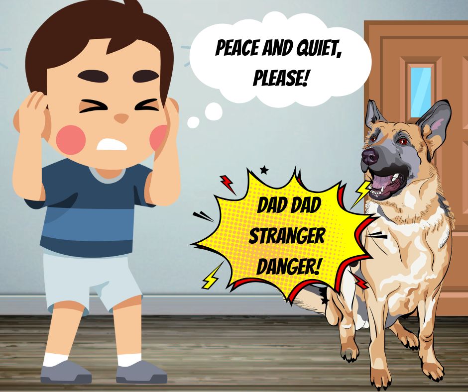 German Shepherd cartoon alert barking 